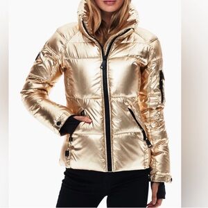 SAM. Metallic Gold Freestyle Down Puffer Parka Jacket Girl 12 / Womens XXS XS